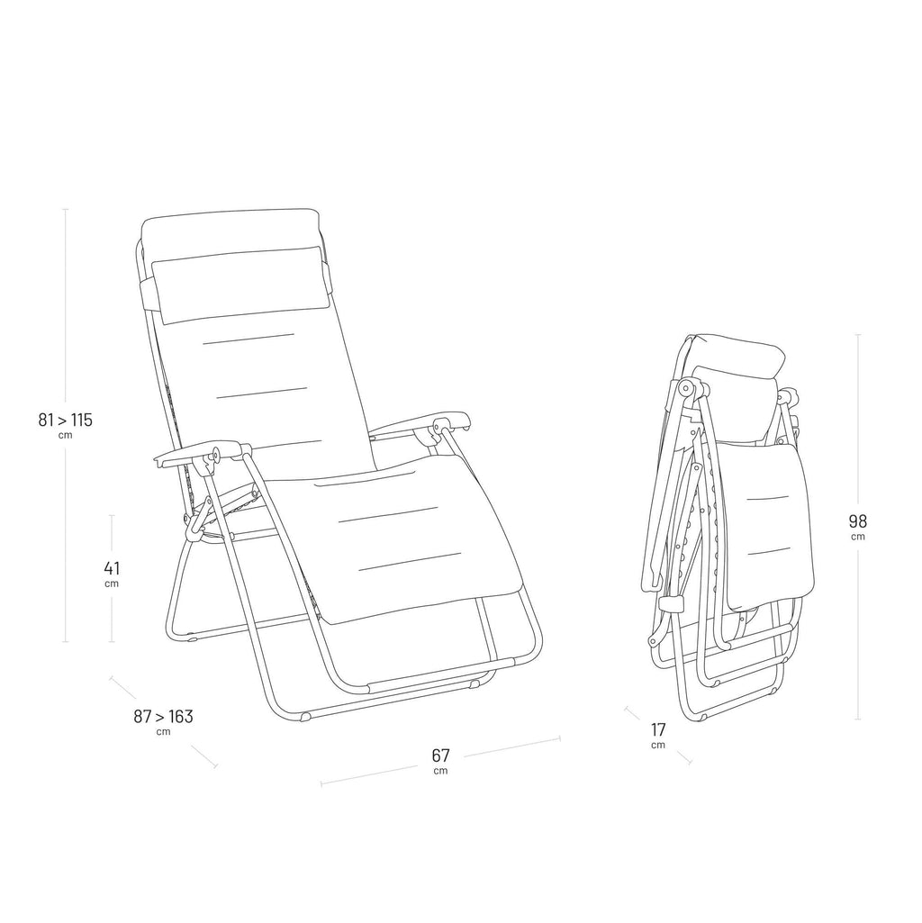 Fauteuil Relax Zéro Gravité Multiposition Pliant Jardin Intérieur Toile AirComfort 3 couches 3D Mesh Noir Acier