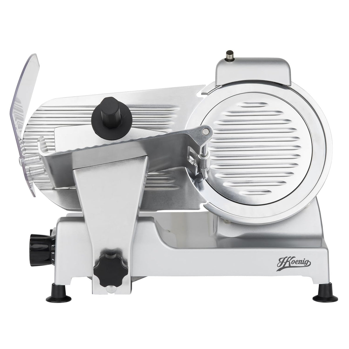 Trancheuse électrique à viande MSX220 220 W avec lame inox 20 cm épaisseur de coupe réglable 0-12 mm aiguiseur intégré et plateau large