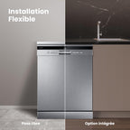 Lave-vaisselle pose libre FD1435E-X 14 couverts 60 cm 8 programmes 44 dB ouverture automatique séchage intensif acier inoxydable