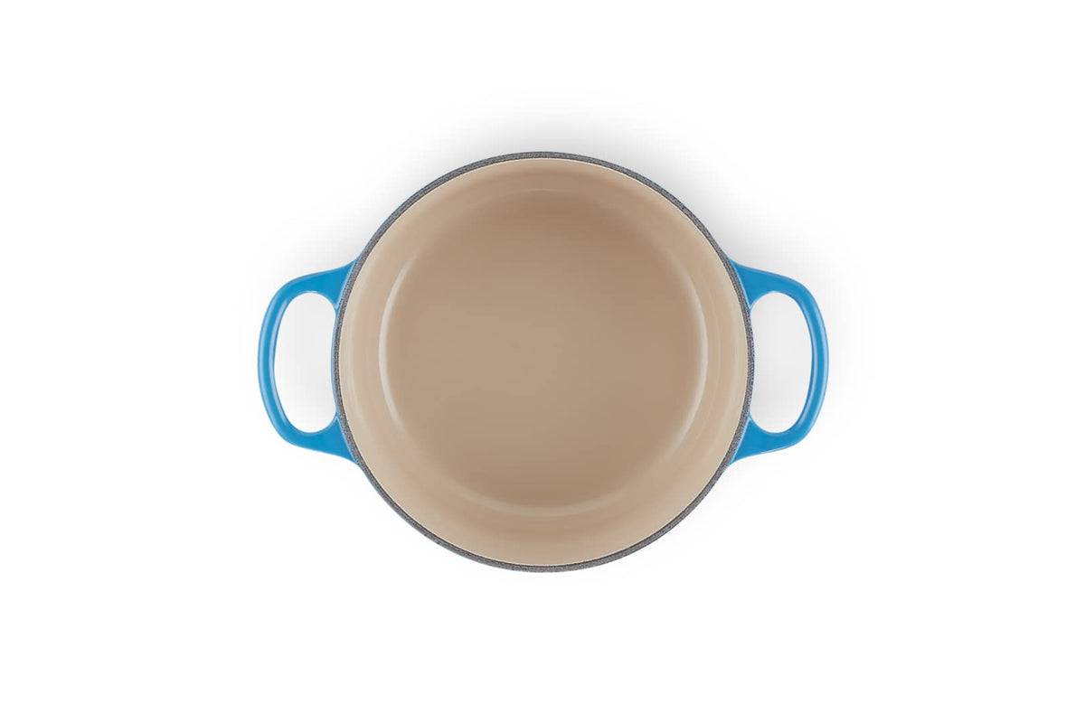 Cocotte ronde en fonte émaillée Signature 18 cm 1,8 L avec couvercle cuisson au four induction lave-vaisselle couleur Azure 21177182202430