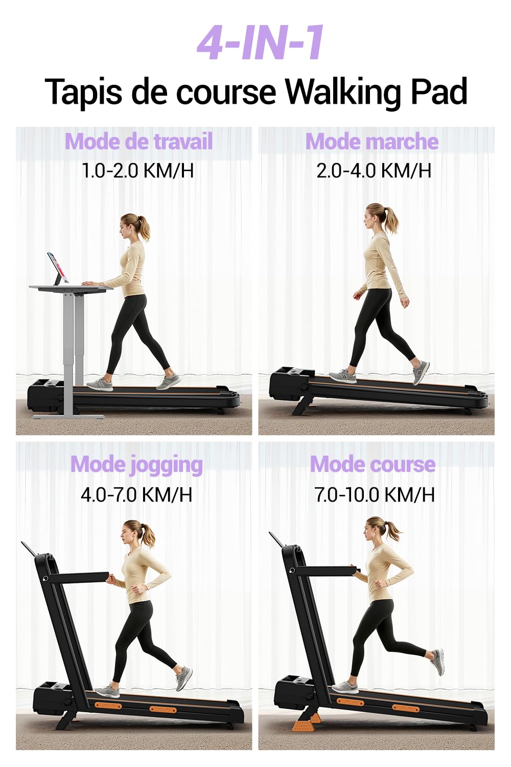 Tapis de Course Pliable Adulte X5F en Acier Allié 10 km/h Inclinaison 16 % Moteur 3 CV Charge Max 159 kg Accoudoirs Télécommande