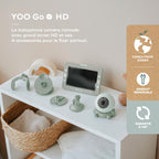 Babyphone caméra YOO Go+ écran HD 5 pouces 720p avec vision nocturne batterie rechargeable supports caméra et berceuses