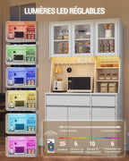 Armoire de cuisine avec rangement et éclairage LED PT00103XEU 40 x 100 x 180 cm avec prises intégrées et tiroirs