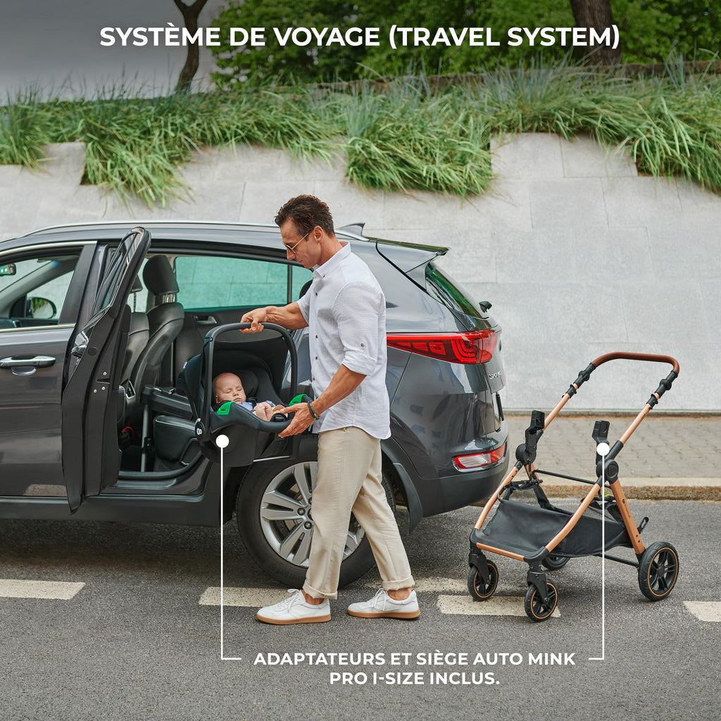 Poussette bébé 3 en 1 ESME avec siège auto i-Size 40-75 cm système de voyage nacelle pliable nouveau-né jusqu'à 25 kg