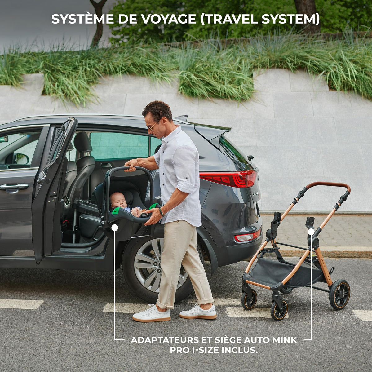 Poussette bébé 3 en 1 ESME avec siège auto i-Size 40-75 cm système de voyage nacelle pliable nouveau-né jusqu'à 25 kg