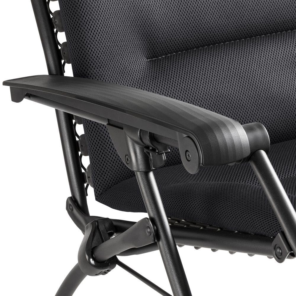 Fauteuil Relax Zéro Gravité Multiposition Pliant Jardin Intérieur Toile AirComfort 3 couches 3D Mesh Noir Acier