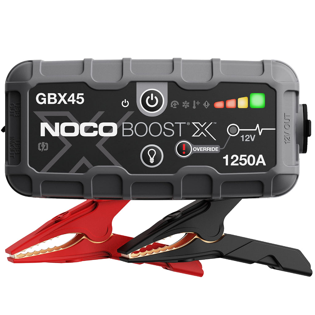 Booster batterie lithium GBX45 12V 1250A démarreur voiture portable avec powerbank USB-C et lampe LED pour moteur essence 6,5L diesel 4,0L