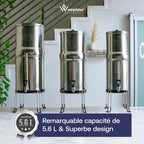 Système de filtration d'eau par gravité Venus 5,6 L en acier inoxydable AISI 304 avec robinet niveau d'eau et filtres O'Pure 2