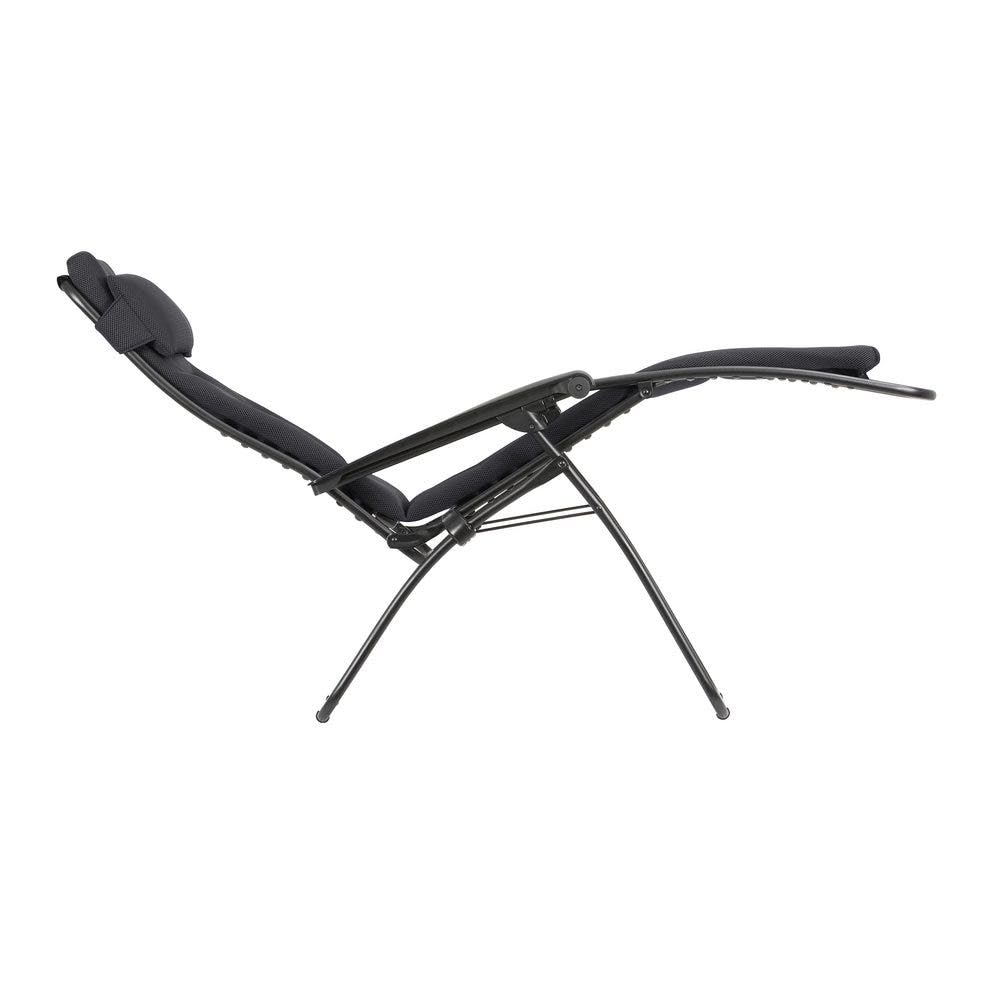 Fauteuil Relax Zéro Gravité Multiposition Pliant Jardin Intérieur Toile AirComfort 3 couches 3D Mesh Noir Acier