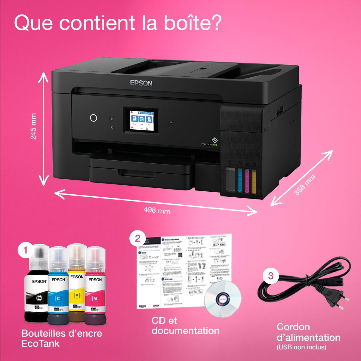 Imprimante Multifonction ET-15000 Réservoirs d’Encre A3+ Wi-Fi Recto Verso Automatique Numérisation Copie Fax ADF 35 Feuilles