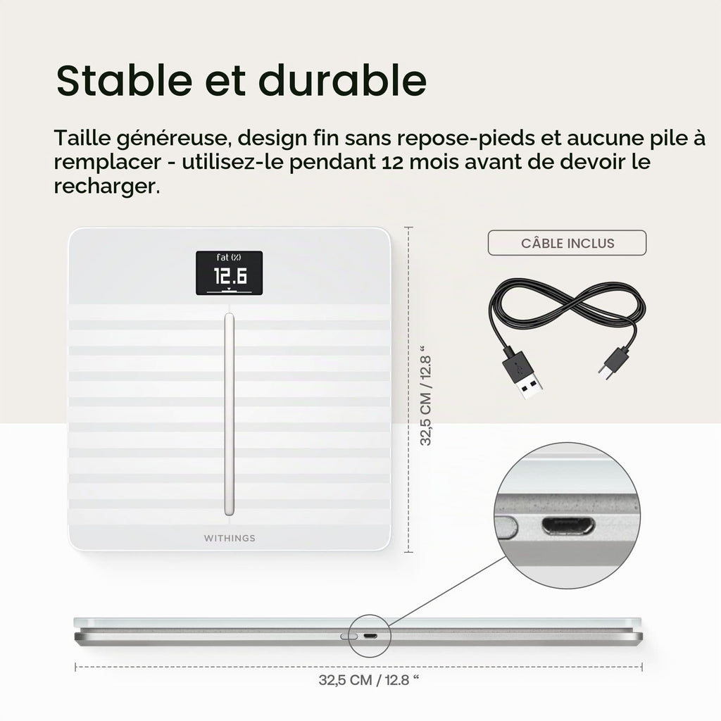 Balance Connectée Body Scan WiFi Bluetooth Composition Corporelle ECG Âge Vasculaire Santé Nerveuse 180 kg