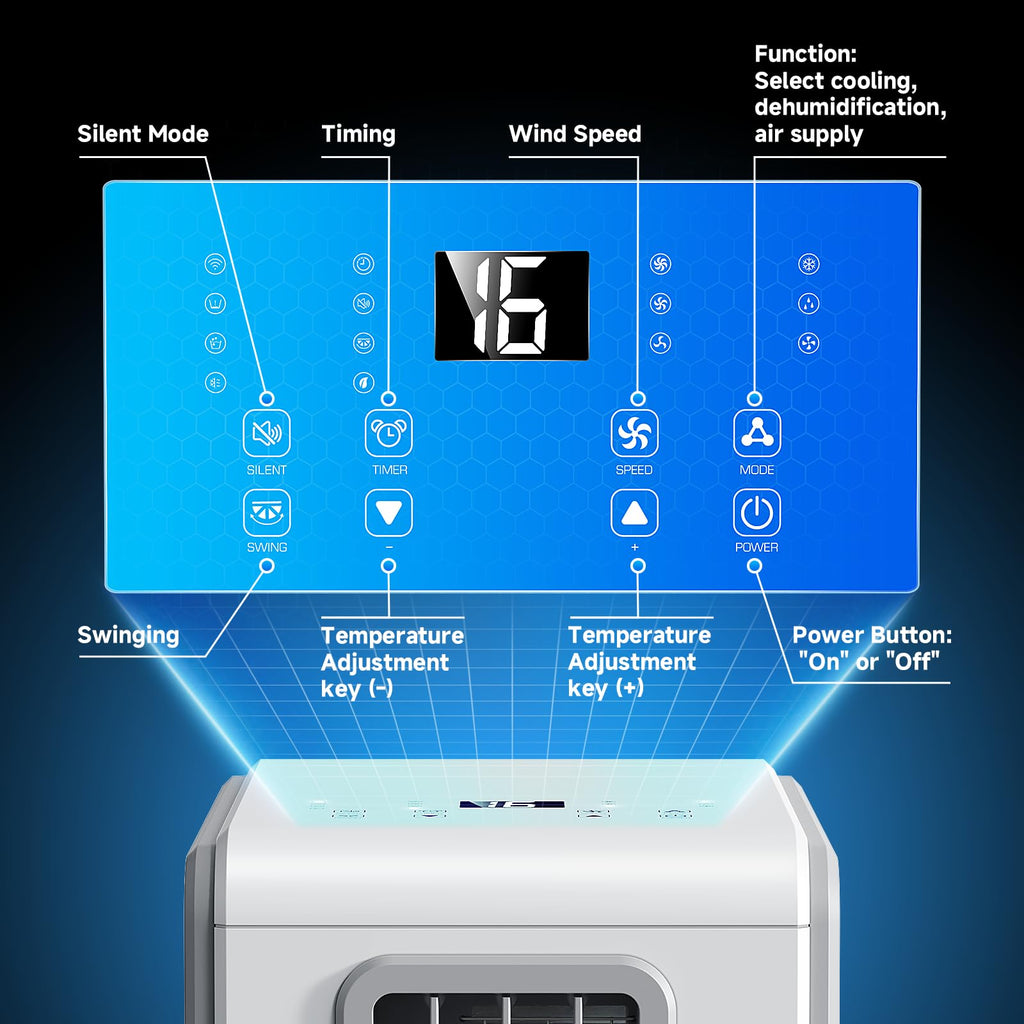 Climatiseur mobile 9000 BTU 4 en 1 refroidissement ventilation déshumidification modèle portable avec minuterie 24 h 3 vitesses