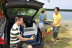 Glacière électrique portable 48L 12V 230V avec roues couvercle divisé et grille amovible pour camping voiture et activités outdoor