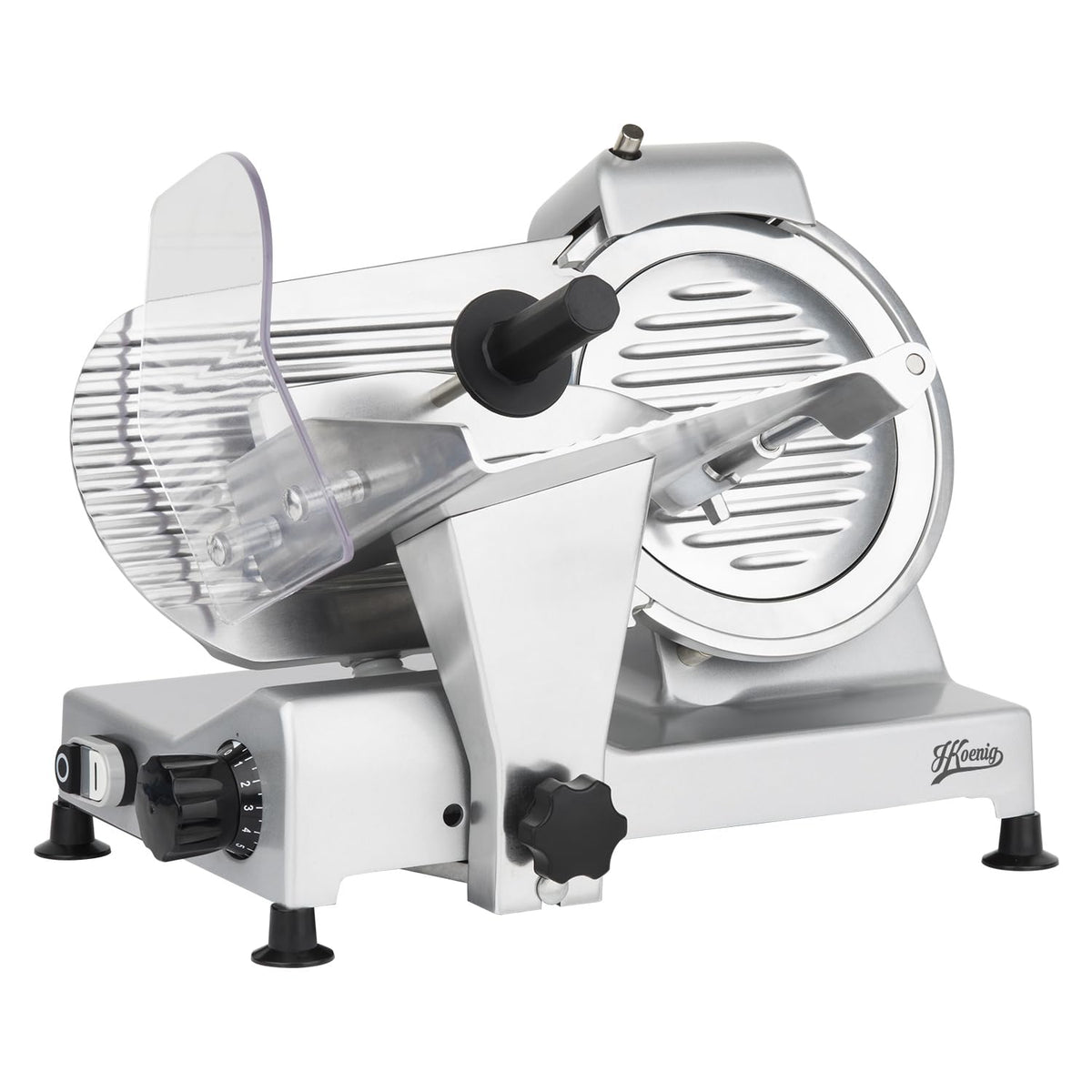 Trancheuse électrique à viande MSX220 220 W avec lame inox 20 cm épaisseur de coupe réglable 0-12 mm aiguiseur intégré et plateau large