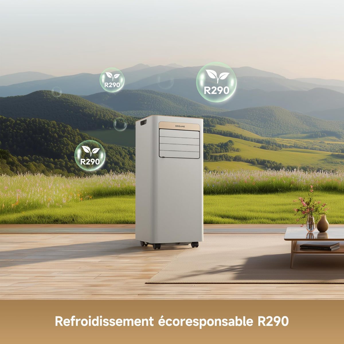 Climatiseur portable PWIND10 7000 BTU 3 en 1 refroidissement déshumidification ventilation avec contrôle application télécommande mode sommeil