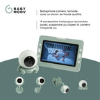 Babyphone caméra YOO Go+ écran HD 5 pouces 720p avec vision nocturne batterie rechargeable supports caméra et berceuses