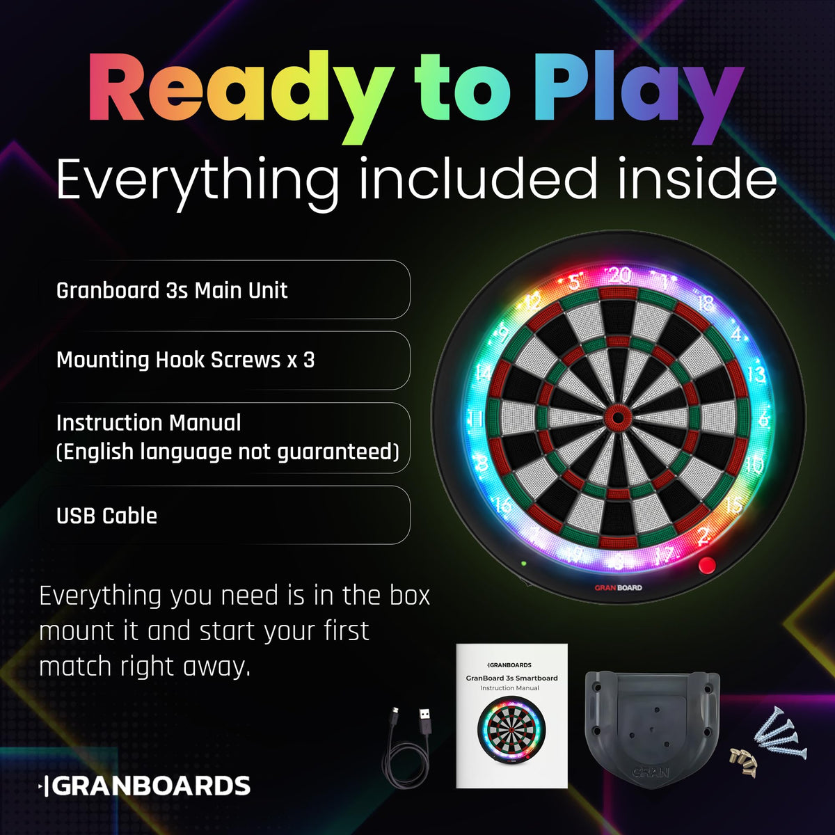 Jeu de Fléchettes Électronique Intelligent 3S en Plastique Bluetooth Compatible Smartphone et Tablette Application Mobile Épaisseur 4 cm