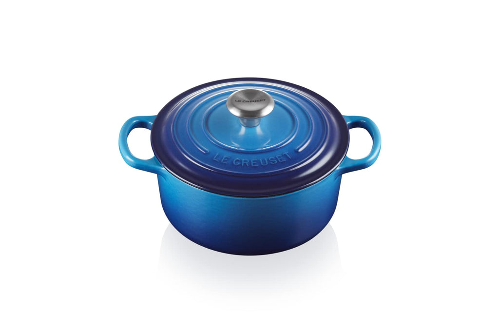 Cocotte ronde en fonte émaillée Signature 18 cm 1,8 L avec couvercle cuisson au four induction lave-vaisselle couleur Azure 21177182202430