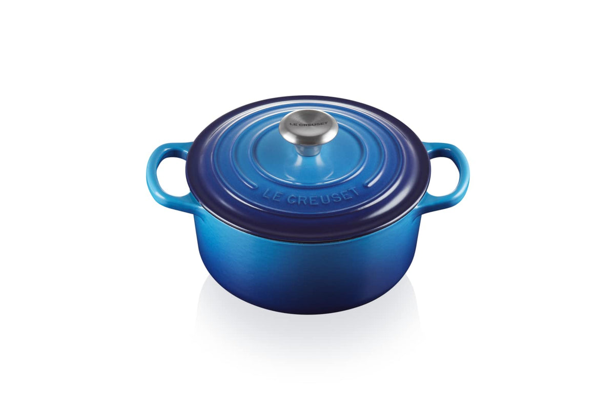 Cocotte ronde en fonte émaillée Signature 18 cm 1,8 L avec couvercle cuisson au four induction lave-vaisselle couleur Azure 21177182202430