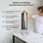 Système de filtration d'eau par gravité Venus 5,6 L en acier inoxydable AISI 304 avec robinet niveau d'eau et filtres O'Pure 2