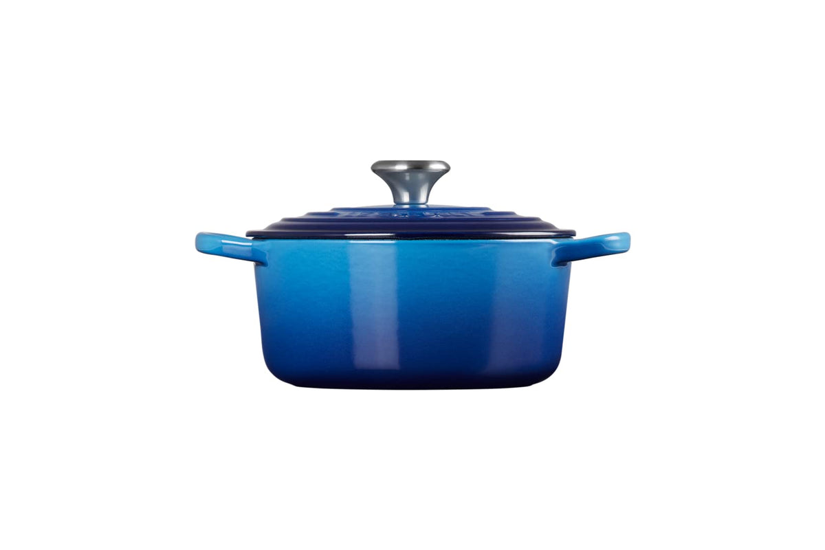 Cocotte ronde en fonte émaillée Signature 18 cm 1,8 L avec couvercle cuisson au four induction lave-vaisselle couleur Azure 21177182202430