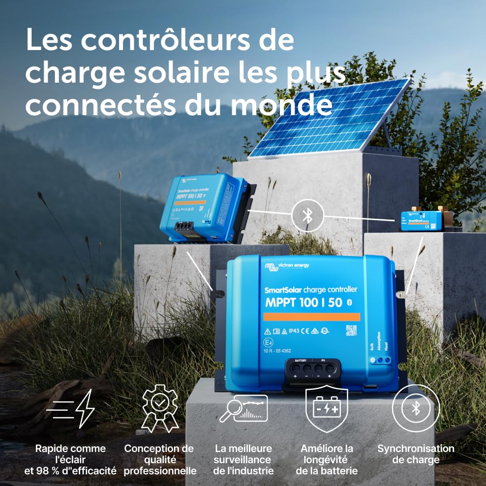 Contrôleur de charge solaire MPPT SmartSolar 100/50 100V 50A 12/24V Bluetooth écran LCD