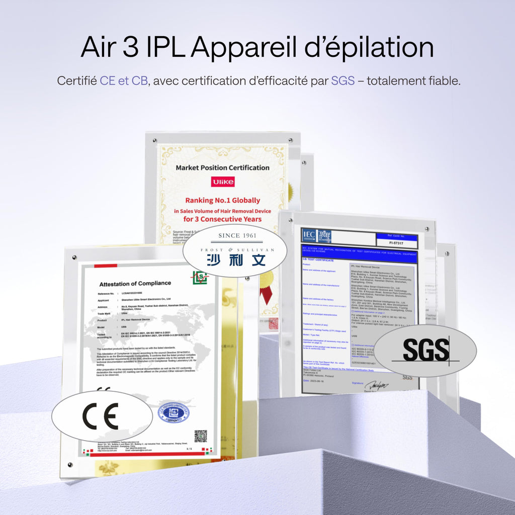 Épilateur IPL Lumière Pulsée Refroidissement Saphir 550–1200 nm 3 Modes 4 Accessoires Corps Visage Maillot Aisselles