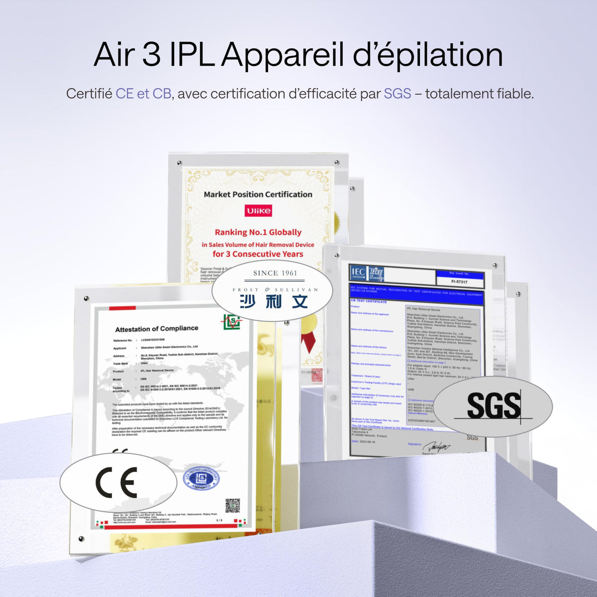 Épilateur IPL Lumière Pulsée Refroidissement Saphir 550–1200 nm 3 Modes 4 Accessoires Corps Visage Maillot Aisselles