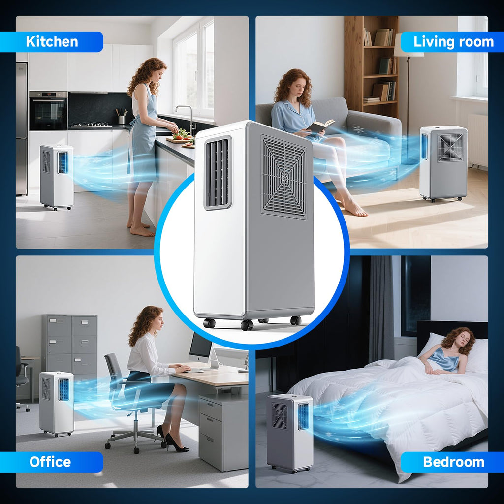 Climatiseur mobile 9000 BTU 4 en 1 refroidissement ventilation déshumidification modèle portable avec minuterie 24 h 3 vitesses