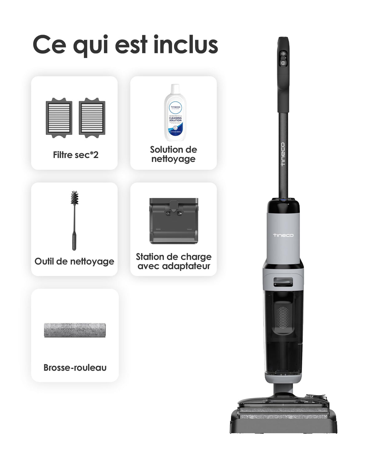 Aspirateur laveur Floor One i5 Stretch 20kPa sans fil batterie avec nettoyage des bords double côté position inclinable 180° pour sols durs