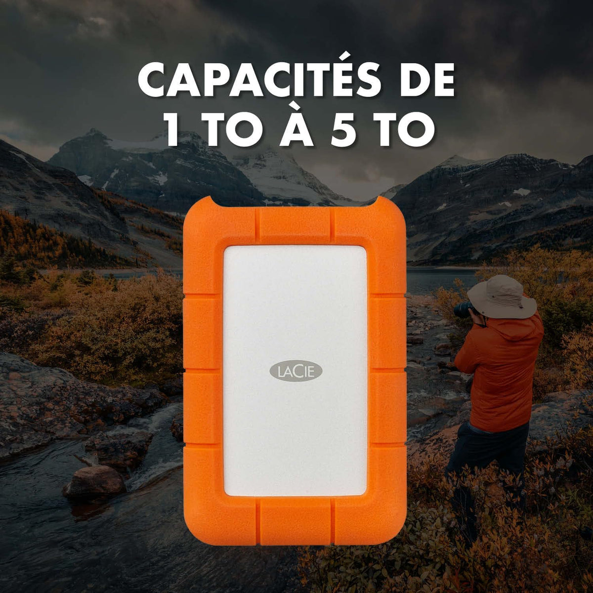Disque dur externe portable Rugged Mini 2 To USB 3.0 2,5 pouces résistant chocs pression PC Mac iPad iPhone orange