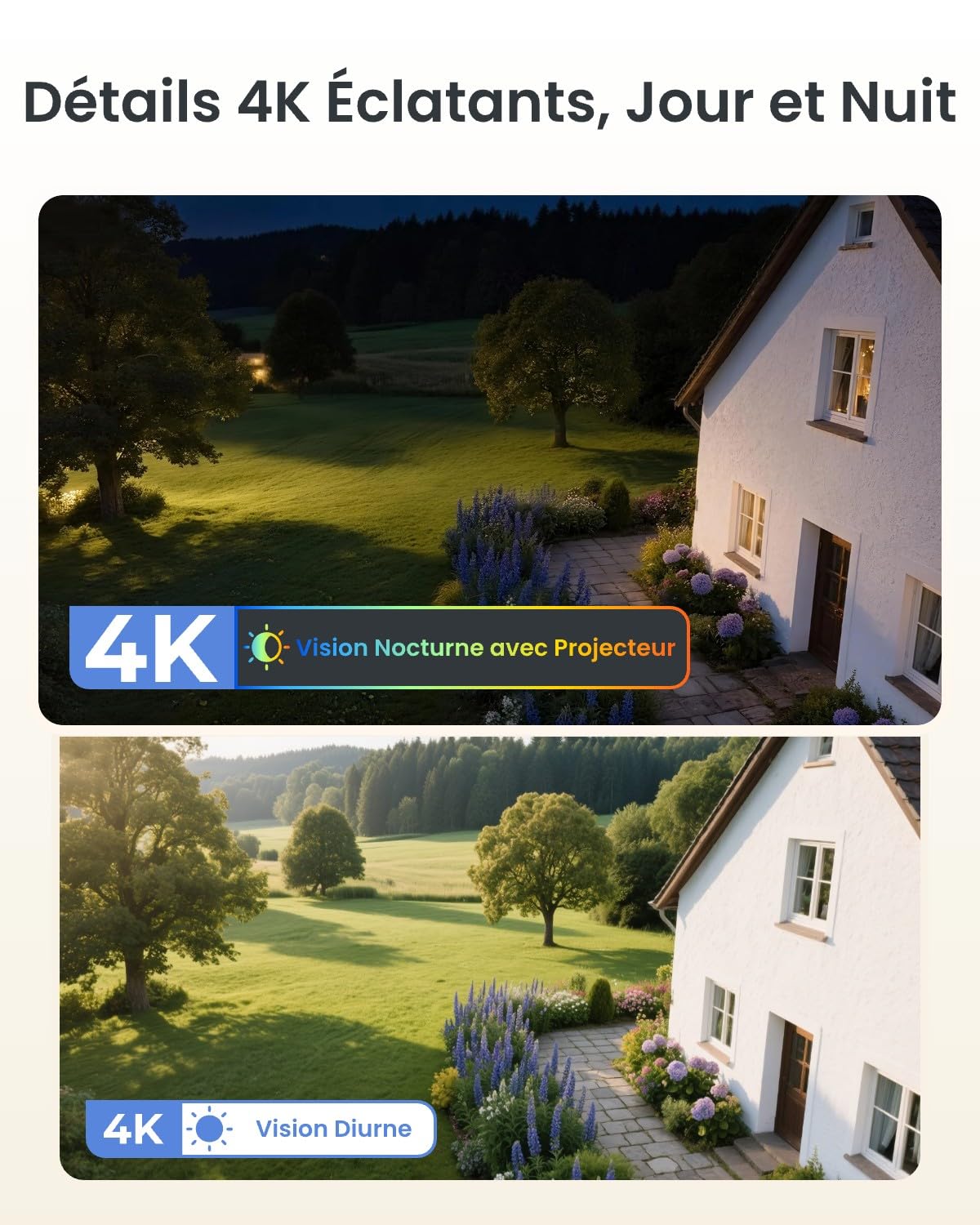 Caméra de Surveillance Extérieure WiFi 6 4K 8MP Argus PT Ultra Solaire PTZ 360° Suivi Automatique Détection IA Vision Nocturne Couleur Batterie