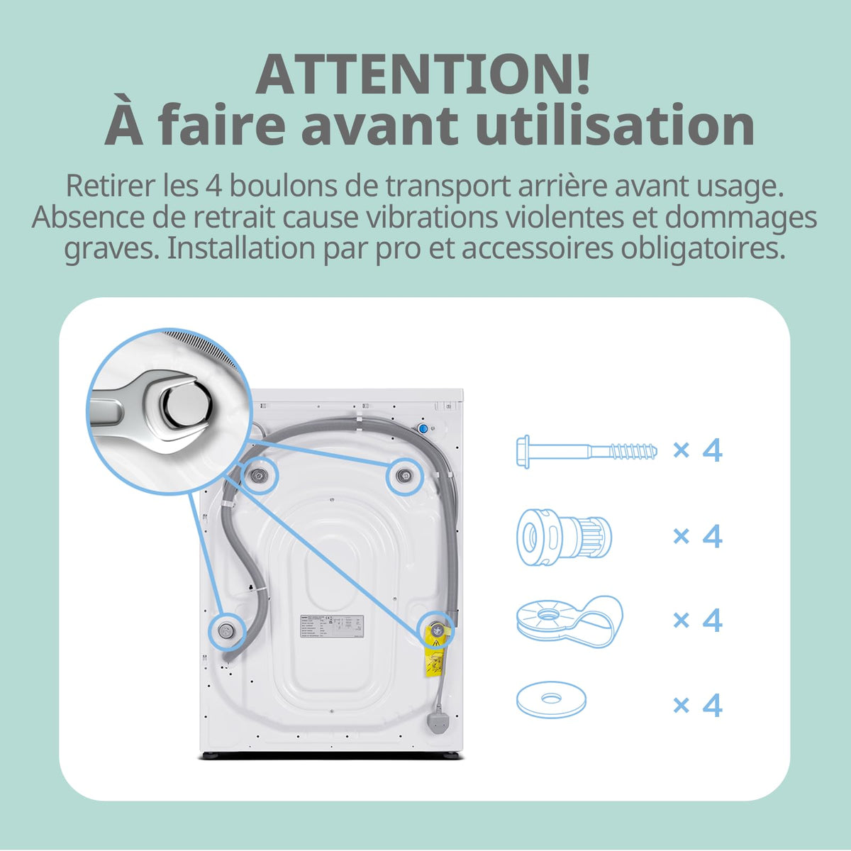 Lave-Linge Frontal CFE12EW80/W 8 kg Classe Énergétique A 1400 tr/min Moteur Inverter 15 Programmes Vapeur Blanc