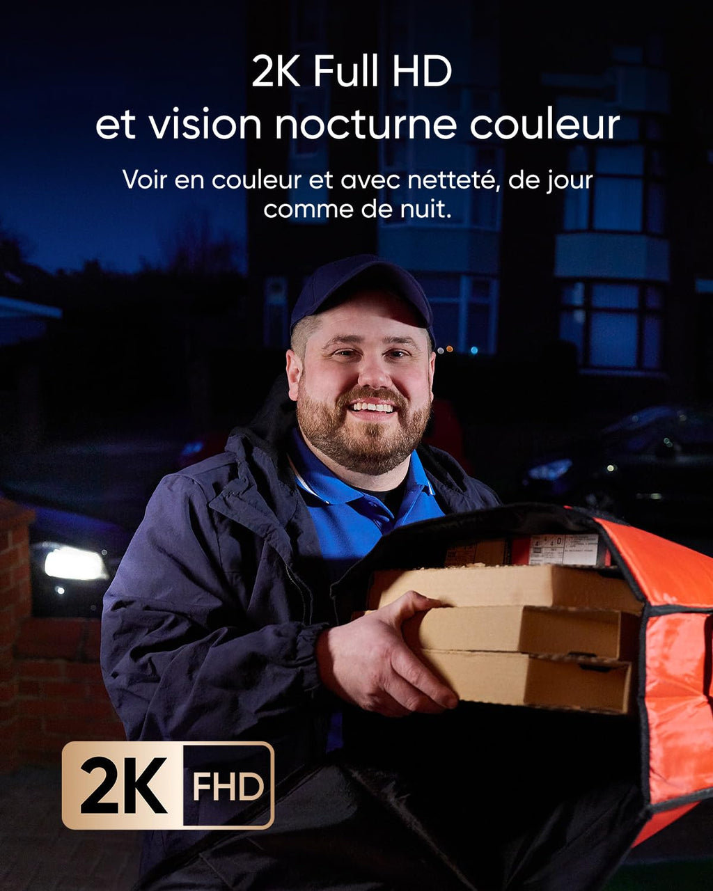 Sonnette vidéo E340 avec caméra double objectif 2K Full HD vision nocturne couleur carillon sans fil stockage local 128 Go WiFi