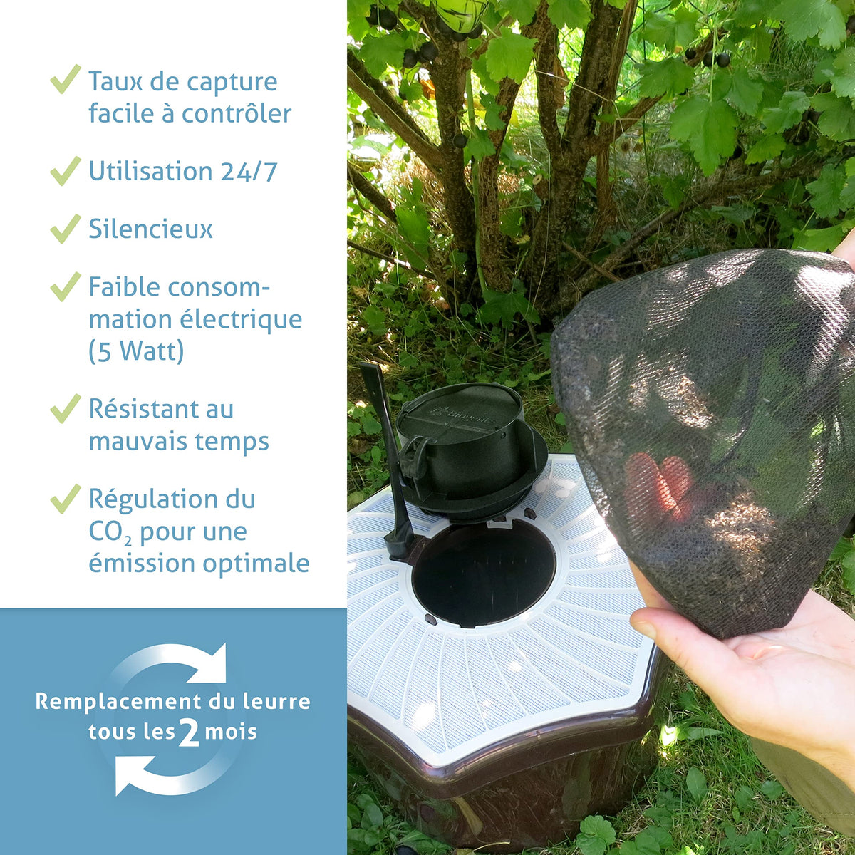 Piège à moustiques électrique Capture continue avec BG-Sweetscent Kit BG-Booster CO2 Ventilateur 4 W