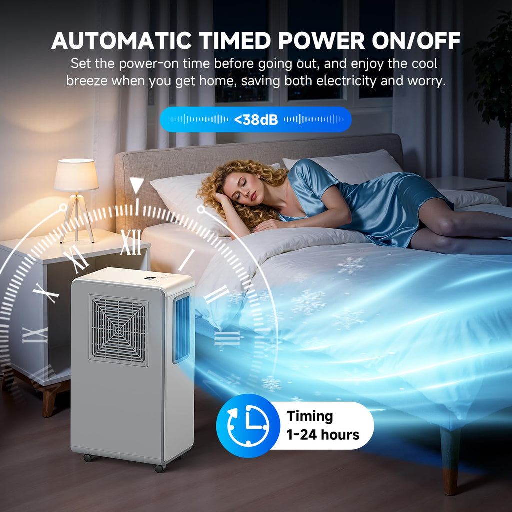 Climatiseur mobile 9000 BTU 4 en 1 refroidissement ventilation déshumidification modèle portable avec minuterie 24 h 3 vitesses
