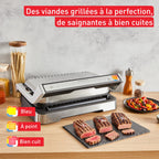 Grill électrique intelligent Optigrill 4 en 1 XL 2200 W en acier inoxydable avec cuisson automatique 12 programmes capacité 8 personnes