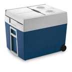 Glacière électrique portable 48L 12V 230V avec roues couvercle divisé et grille amovible pour camping voiture et activités outdoor