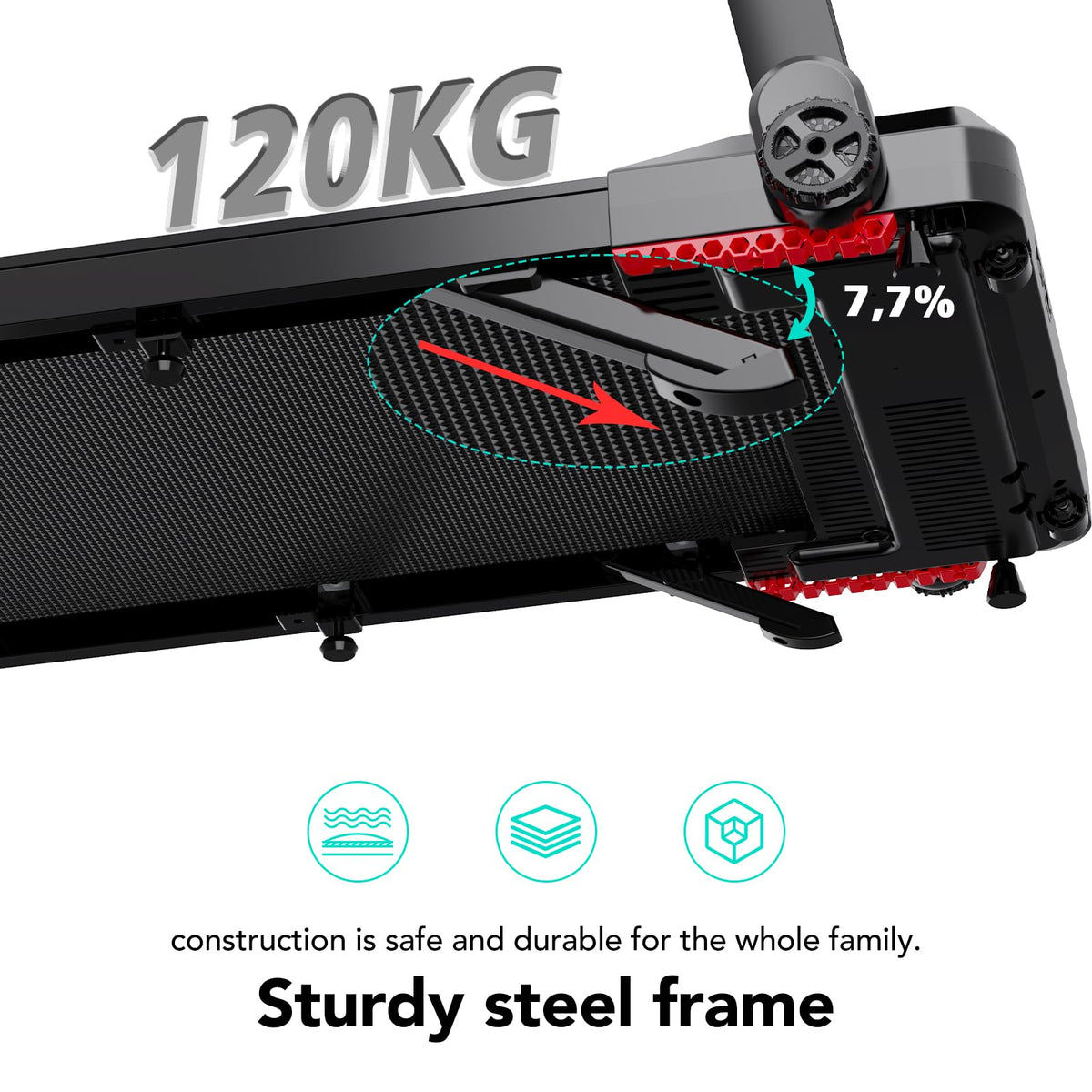 Tapis de course pliable SC-WP9 vitesse 12 km/h écran LED Bluetooth application support tablette 360° moteur 1400W charge 120 kg