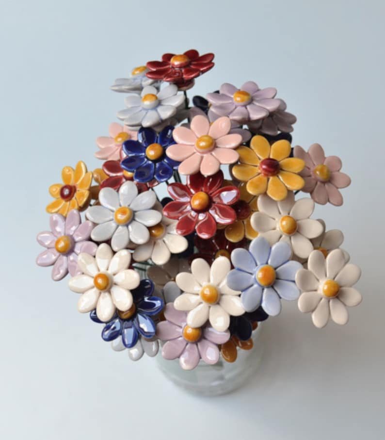 Marguerite céramique colorée 4 cm - Décoration intérieur et extérieur