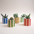Mini Pot Rayé en Jesmonite Marbre Blanc - Photophore, Pot Plante, 4,75 cm