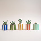 Mini Pot Rayé en Jesmonite Marbre Blanc - Photophore, Pot Plante, 4,75 cm