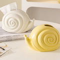 Boîte à mouchoirs en céramique escargot jaune blanc argent 13x21x14 cm