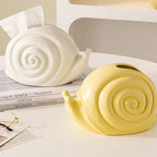 Boîte à mouchoirs en céramique escargot jaune blanc argent 13x21x14 cm