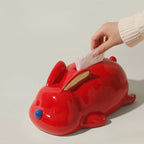 Boîte à mouchoirs en céramique en forme de lapin couché, distributeur de serviettes pour salle de bain