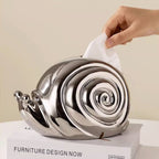 Boîte à mouchoirs en céramique escargot jaune blanc argent 13x21x14 cm