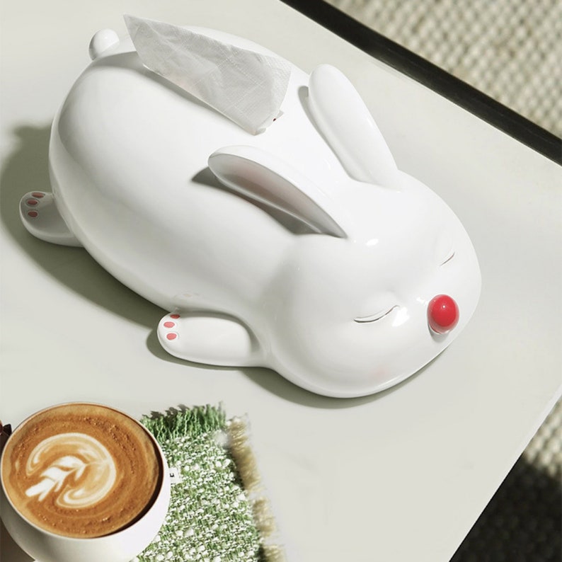 Boîte à mouchoirs en céramique en forme de lapin couché, distributeur de serviettes pour salle de bain