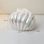 Boîte à mouchoirs en céramique forme coquille à clapet argenté, distributeur de serviettes, organisateur de mouchoirs