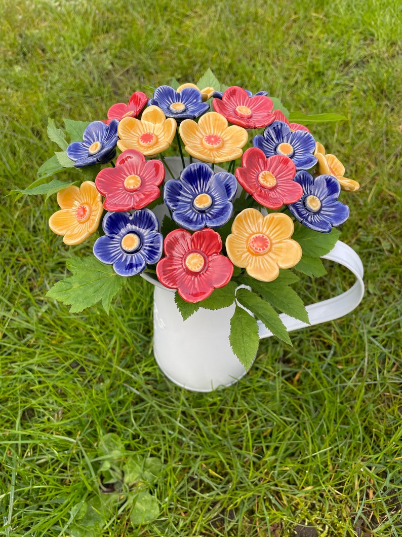Fleur de prunier en céramique - Tuteur pour plante, décoration de jardin