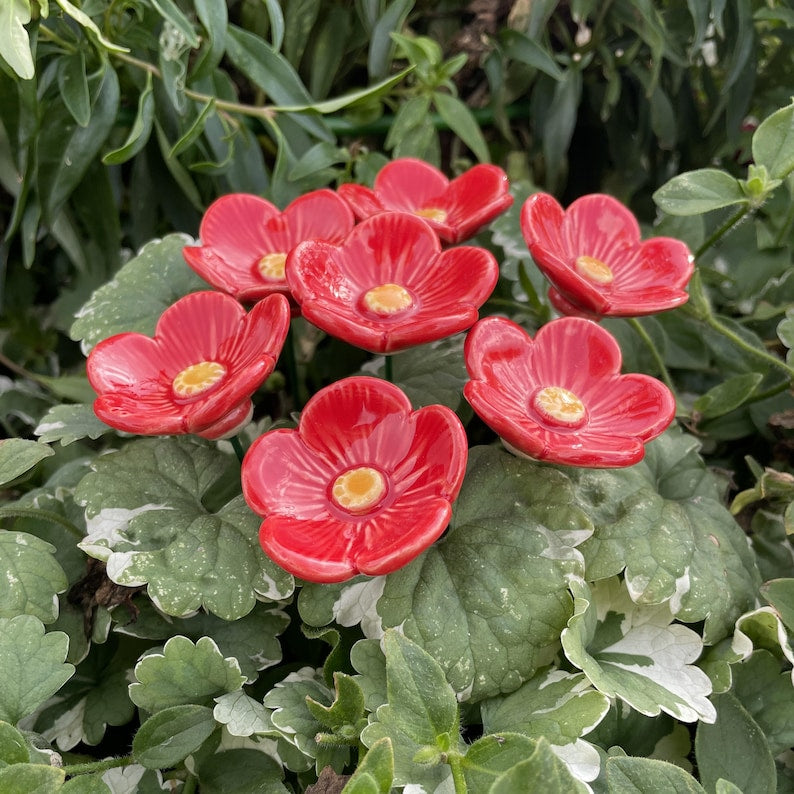 Fleur de prunier en céramique - Tuteur pour plante, décoration de jardin